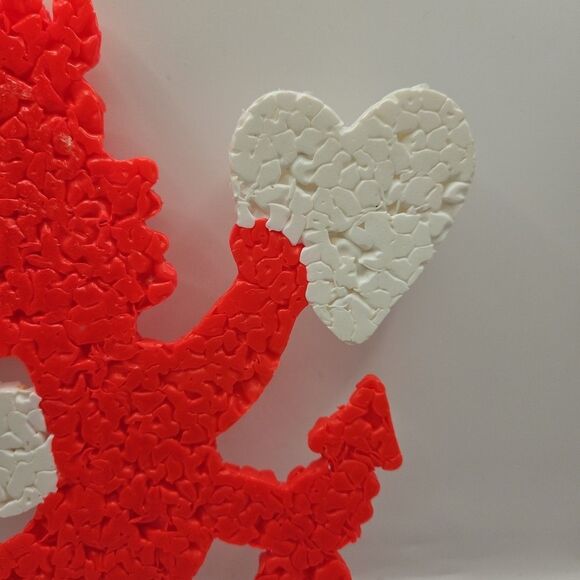 Vintage Melted Plastic Popcorn Cupid Decoration Valentine's Day 10" High - Picture 12 of 16